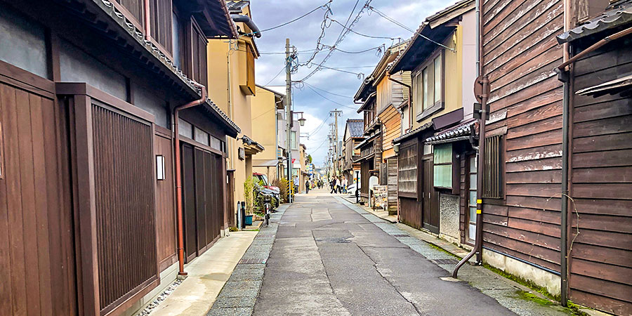 Higashichaya Old Town on Overcast Day