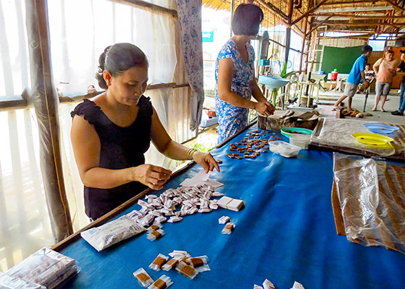 Local People Making the Coconut Candies