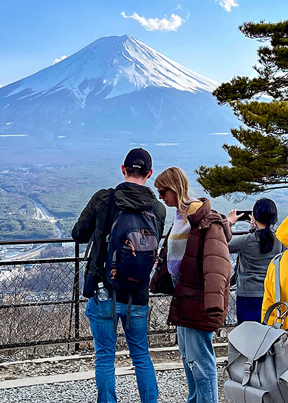Tourists Admiring the Snowcap