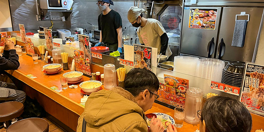 Eating Food in Nagasaki Restaurant