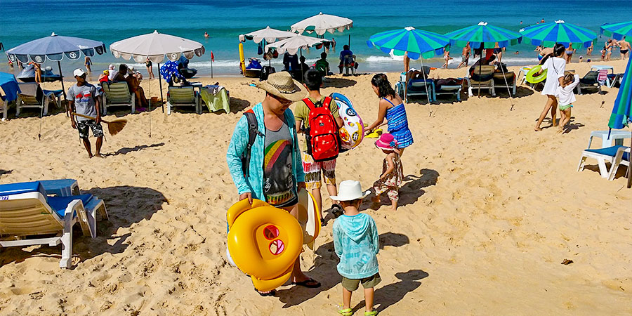 Busy Beach on Sunny Days
