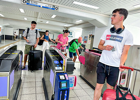 Swipe an ICOCA Card to Enter the Ticket Gate