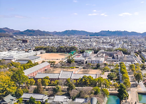 Bird's Eye View of the City at Wakayama Castle