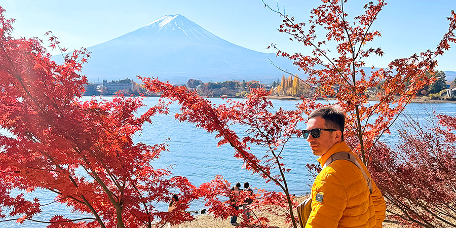 Mount Fuji with Red Leaves in November