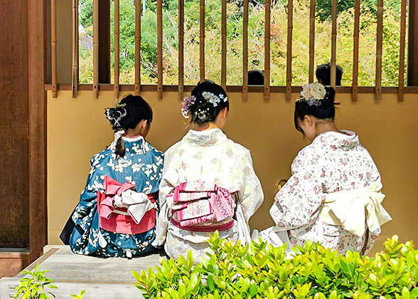 Girls in Traditional Japanese Clothing