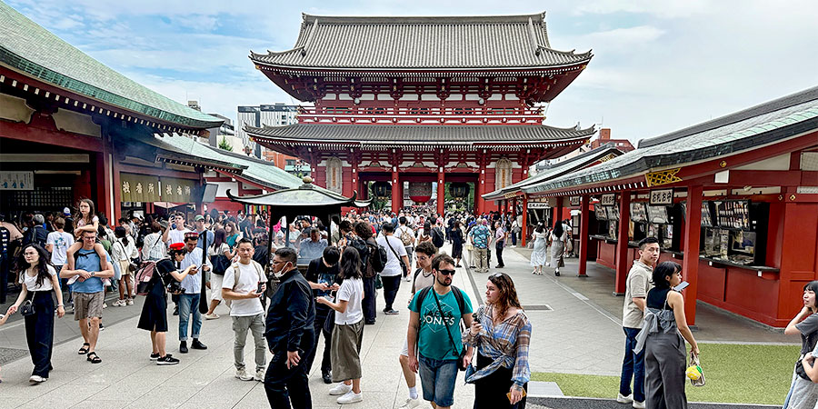 Busy Senso-ji Temple in August