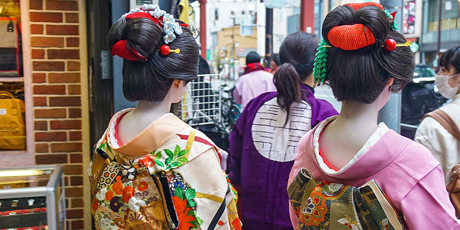 Geishas in Elaborate Kimono