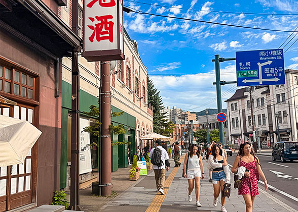 A shopping street in Otaru