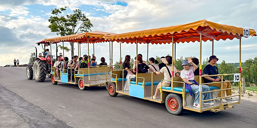 Sightseeing bus with tractor head