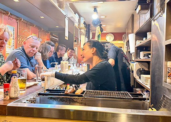 Tourists enjoying beer