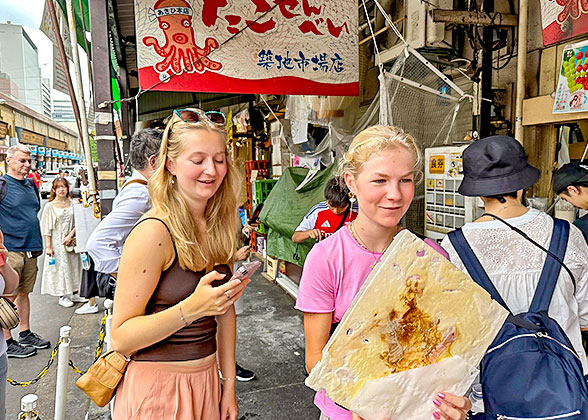 Tourists enjoying snacks