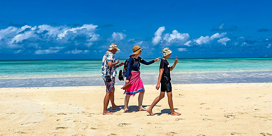 Tourists on Nosy Iranja Beach