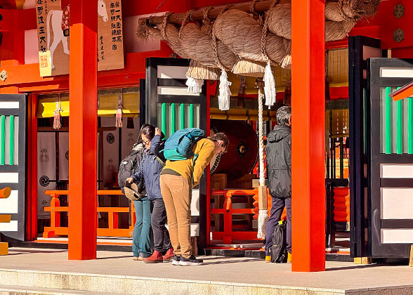 Tourists visiting the shrine