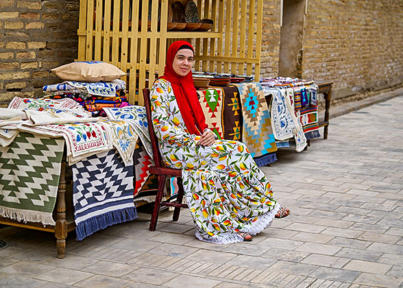 Uzbekistan women in headscarf