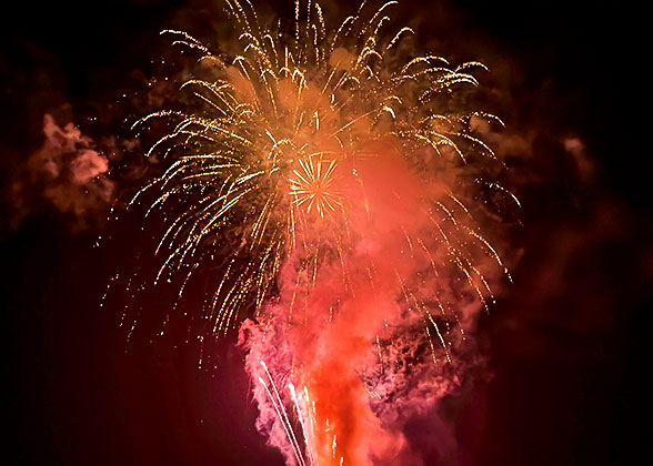 Winter Fireworks in Lake Kawaguchi