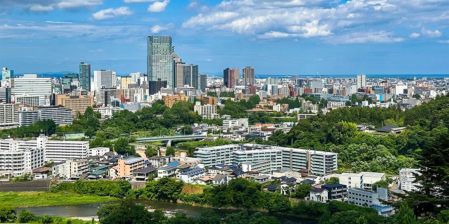 Aerial View from Sendai Castle