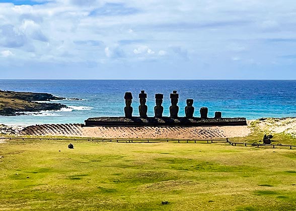 Ahu Akivi Statues Facing the Ocean