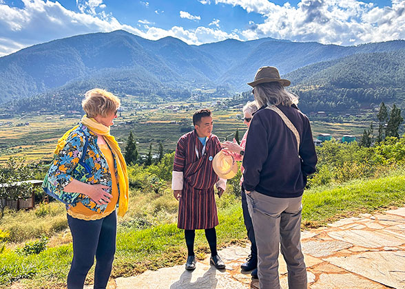 Our Guests with a Local Guide at Chimi Lhakhang