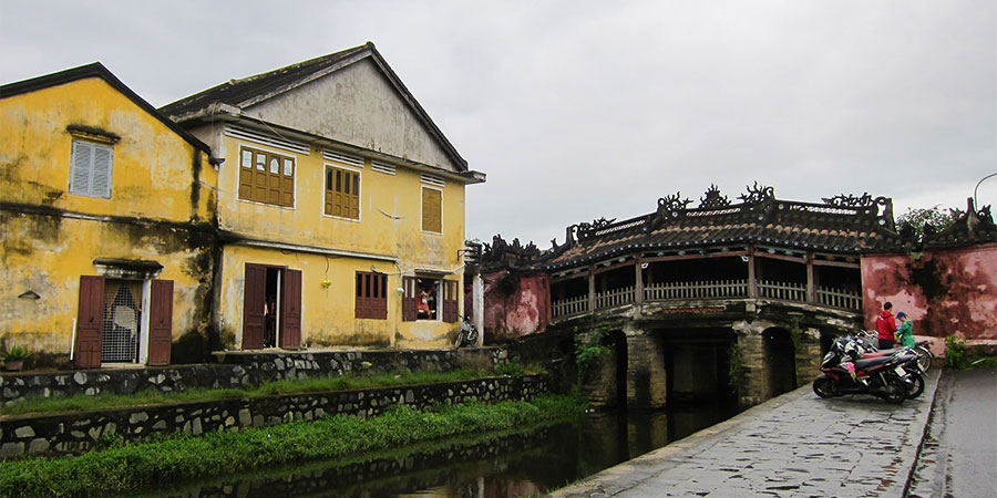 Japanese Covered Bridge in Rain