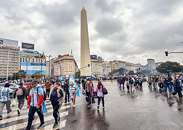 Argentina Fans Celebrating Victory on July 9 Avenue
