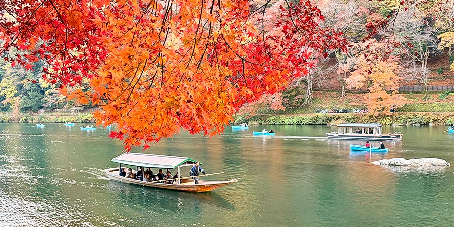 Hozu River Autumn Scenery