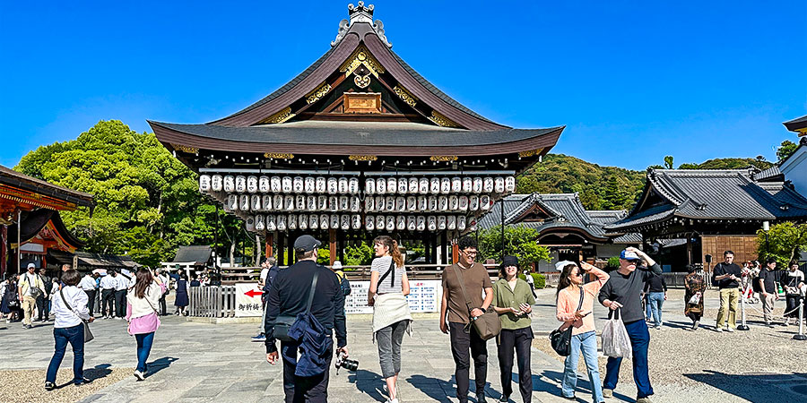 Yasaka Shrine on Clear Day in August