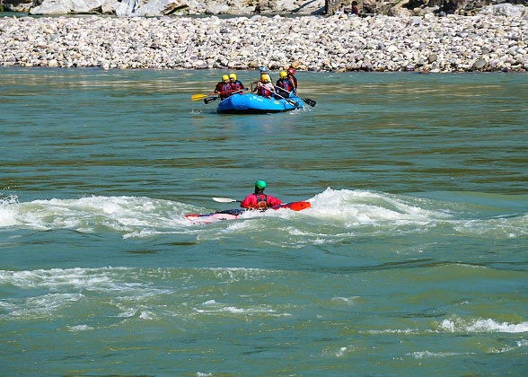 Visitors Kayaking on the River near La Leona Inn