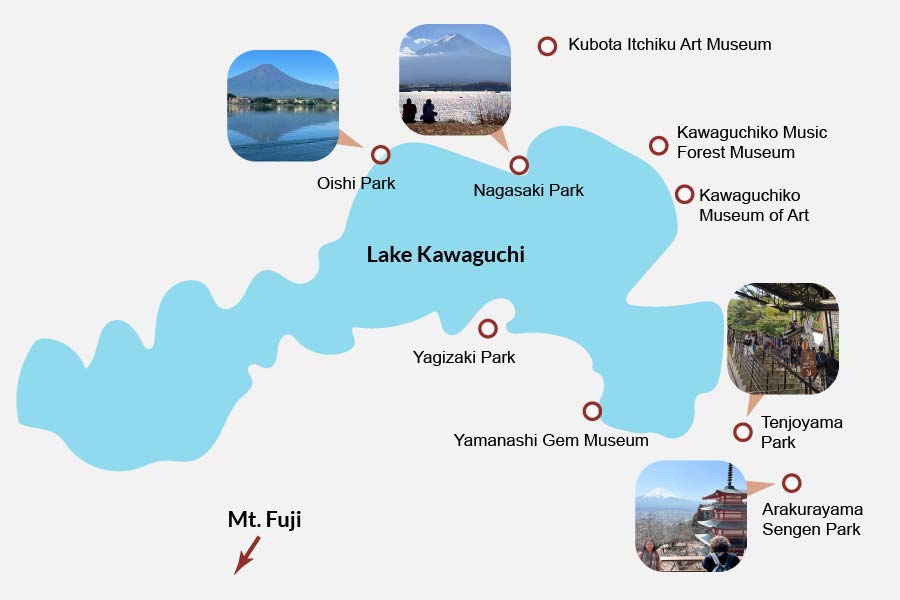Lake Kawaguchi Attraction Map Lake Kawaguchi Attraction Map