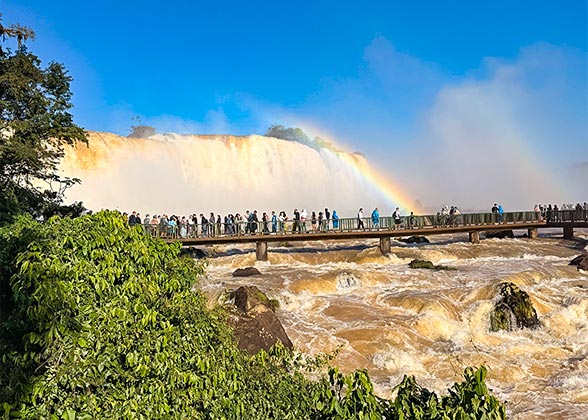 Beautiful Rainbow over Iguazu Falls, Brazil
