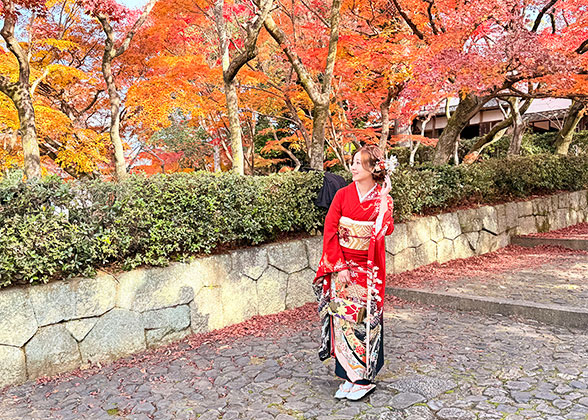 Red Maple Leaves at Kamakura Daibutsu