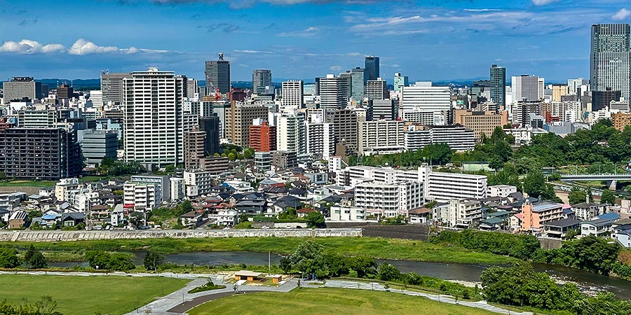 Aerial View from Sendai Castle