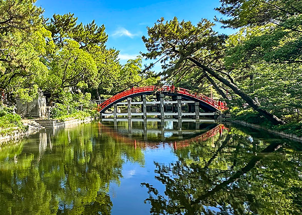 Famous Arch Bridge in Sumiyoshi Taisha Shrine