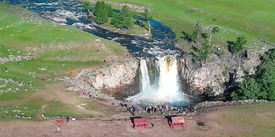 High-flow Orkhon Waterfall