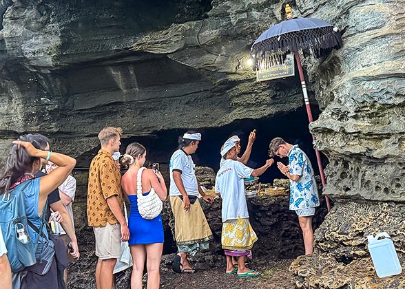 Visitors Posing at Tanah Lot Temple