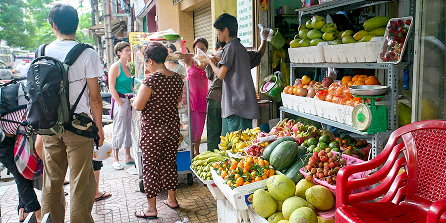 Buying Fruits in Hanoi Street