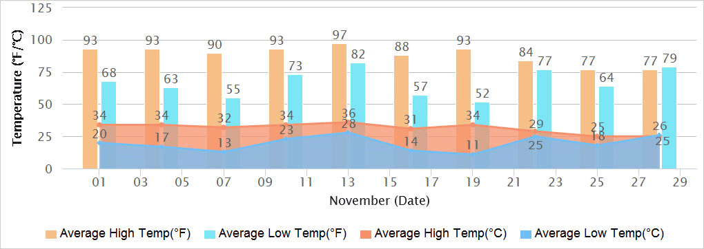Delhi Temperatures in November