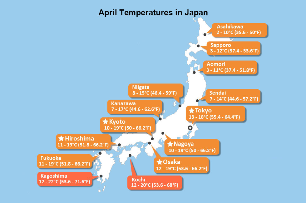 Japan Weather in April Mild & Wet, Cherry Blossoms