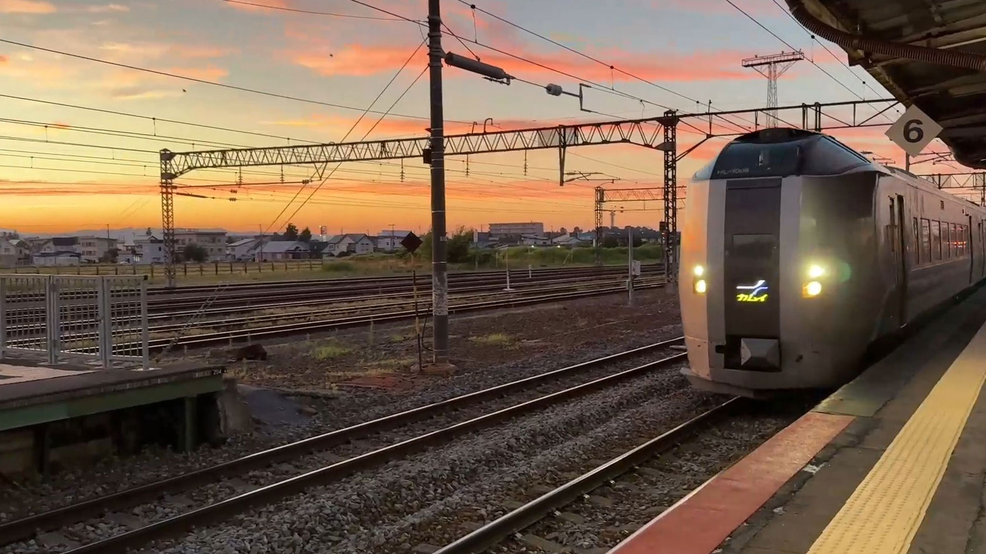 Running Train at Sunset